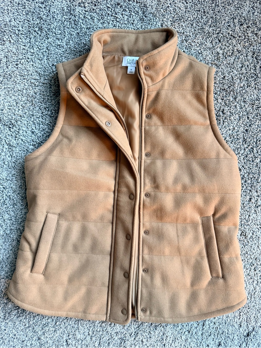 croft & barrow Women's Camel/Tan Fleece Snap-Front Vest